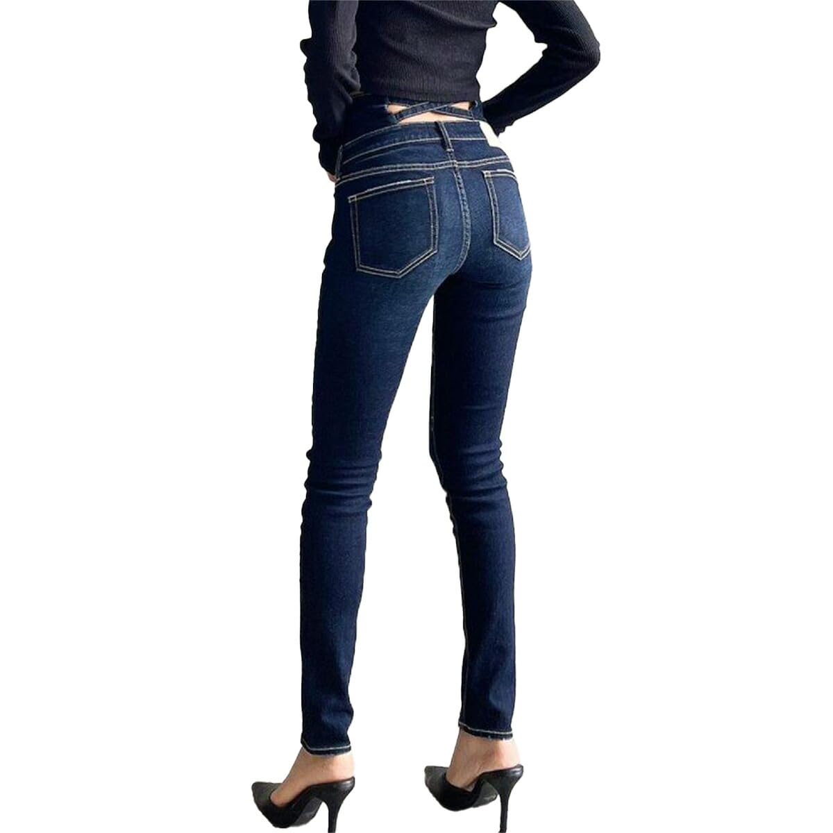 Amazon | [ジェイダ] デニム パンツ ハイウエスト ウエストクロス